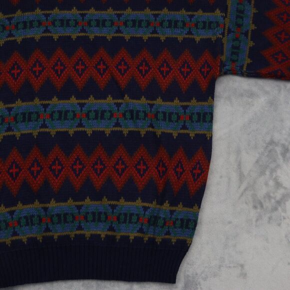 Trend Basics Sweaters Mens L Multicolor Geometric Long Sleeve Crew Neck Pullover - Picture 15 of 16